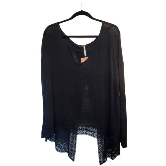 Free People Split Back Top | Black | Size L - Picture 1 of 6
